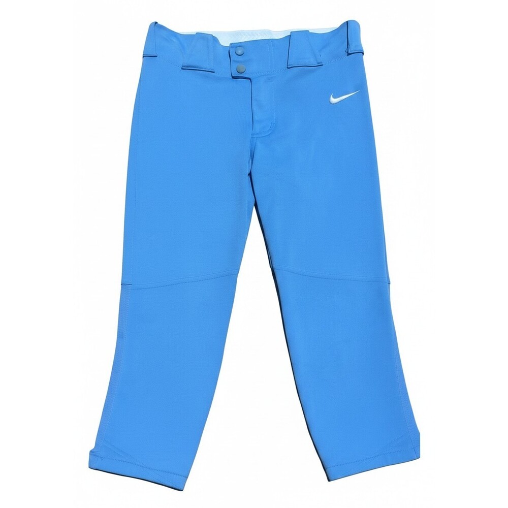 Nike Team Softball Pants Women Large Baby Blue 3/4 Cropped Capri 100% Polyester - Picture 2 of 13